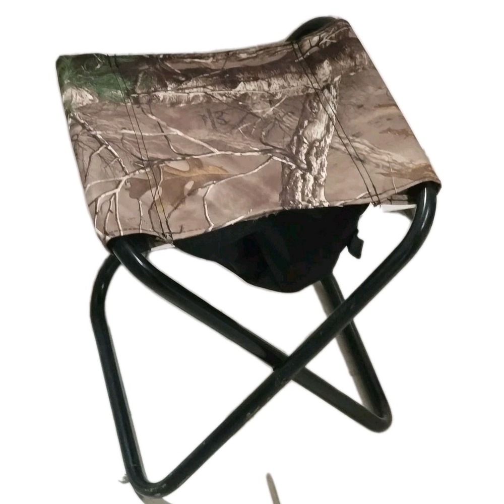 Realtree Camo Hunting Stool with Storage Bag - 225 lbs Cap Camping Fishing Seat